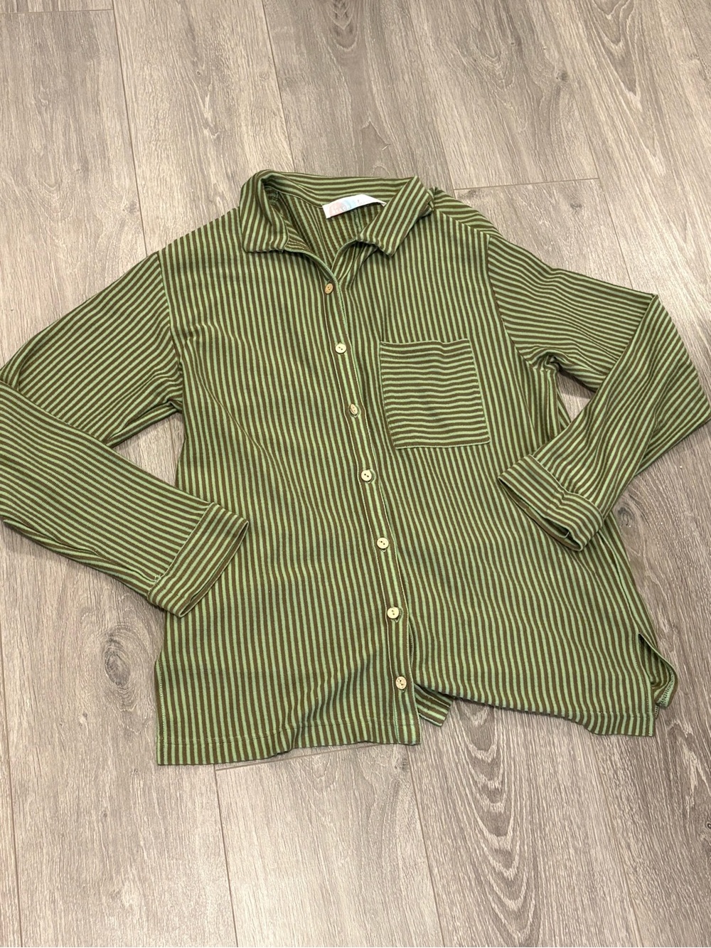 Free people Striped Green Button-Up Shirt